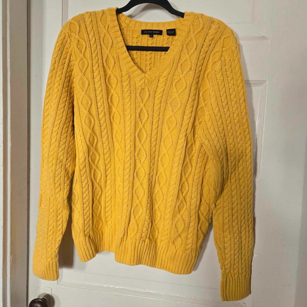 Jeanne Pierre - Yellow cotton cable knit sweater